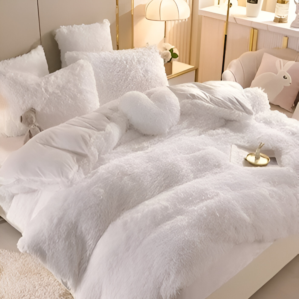 FlufFur Sängkläder - Ultra Mjuk Fleece Sängtäcke - Andningsbart Sängkläder Set