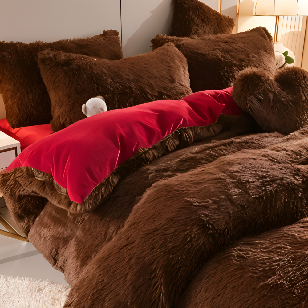 FlufFur Sängkläder - Ultra Mjuk Fleece Sängtäcke - Andningsbart Sängkläder Set