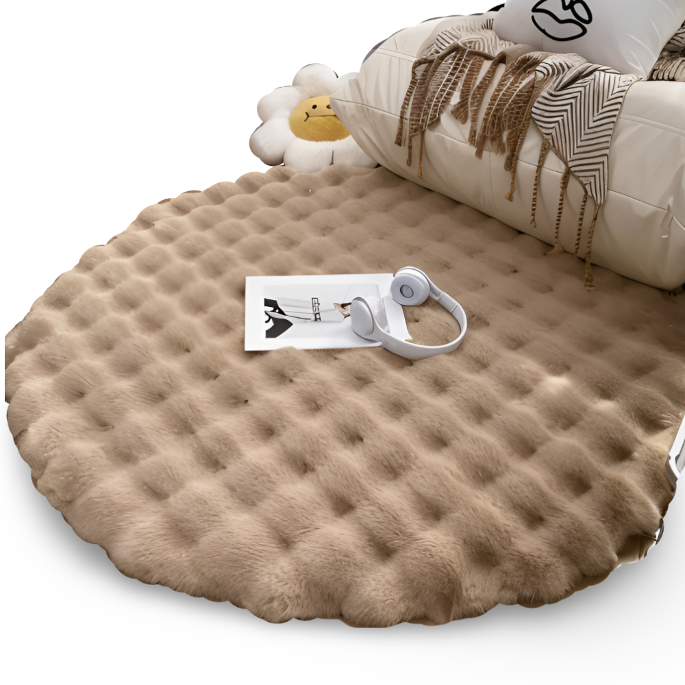 FluffCush Matta - Mjuk Premium Fleece, Halkfri, Rund Dekorationsmatta