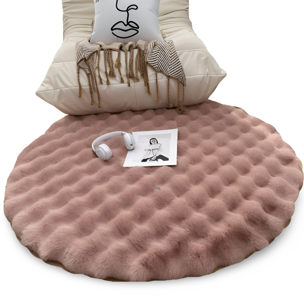 FluffCush Matta - Mjuk Premium Fleece, Halkfri, Rund Dekorationsmatta