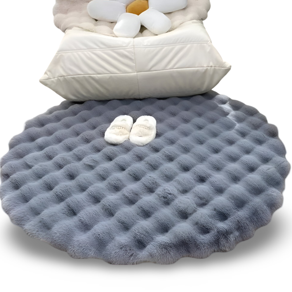 FluffCush Matta - Mjuk Premium Fleece, Halkfri, Rund Dekorationsmatta