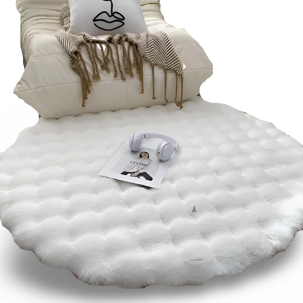 FluffCush Matta - Mjuk Premium Fleece, Halkfri, Rund Dekorationsmatta