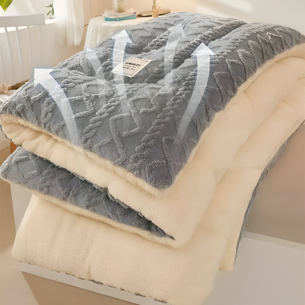 Fluff Fusion Täcke - Tjockt dubbelsidigt täcke med fyllning - Geometriskt plyschtäcke - Maskintvättbart