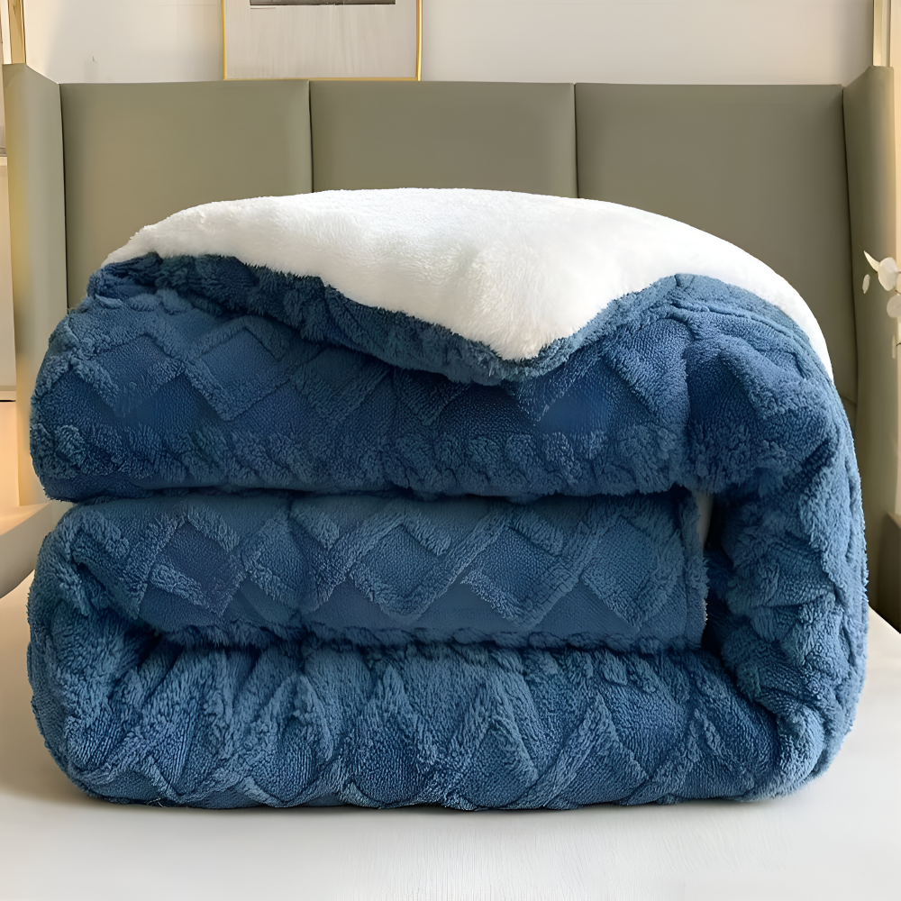 Fluff Fusion Täcke - Tjockt dubbelsidigt täcke med fyllning - Geometriskt plyschtäcke - Maskintvättbart