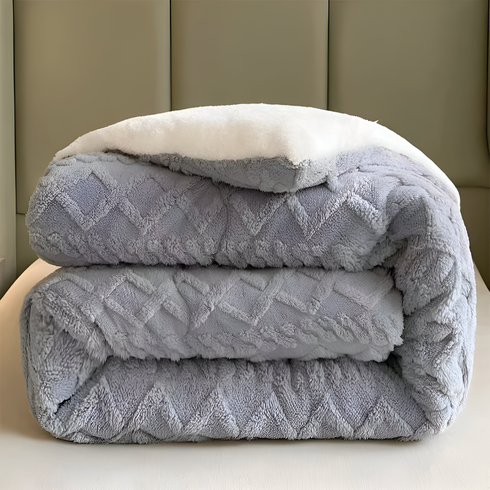 Fluff Fusion Täcke - Tjockt dubbelsidigt täcke med fyllning - Geometriskt plyschtäcke - Maskintvättbart
