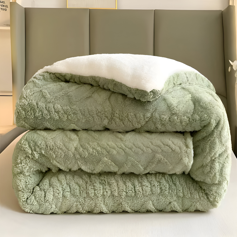 Fluff Fusion Täcke - Tjockt dubbelsidigt täcke med fyllning - Geometriskt plyschtäcke - Maskintvättbart