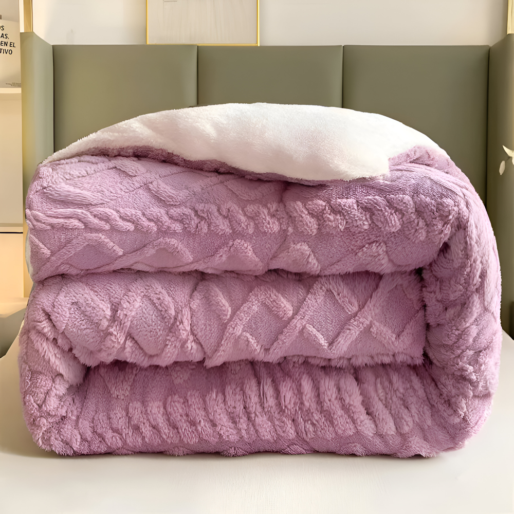 Fluff Fusion Täcke - Tjockt dubbelsidigt täcke med fyllning - Geometriskt plyschtäcke - Maskintvättbart