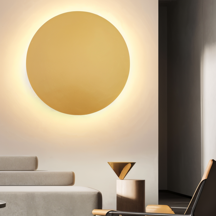 FullHalo Vägglampa - Rund svart/vit/guld vägglampa i metall - Modern vägglampdesign