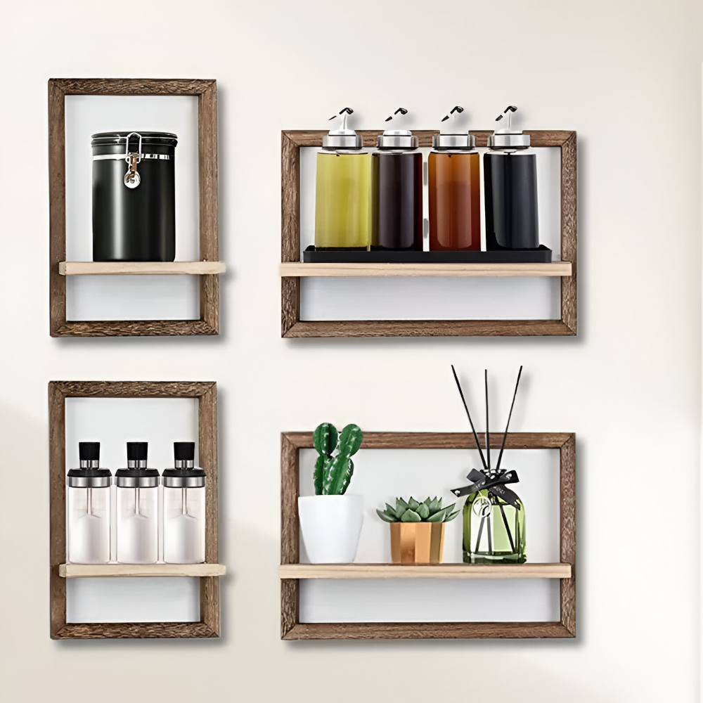 Geometrisk trävägghylla (i 2 storlekar) – Flytande vägghyllor – Modern design