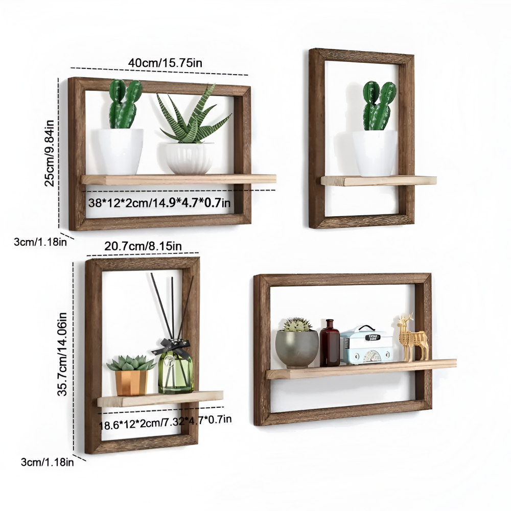 Geometrisk trävägghylla (i 2 storlekar) – Flytande vägghyllor – Modern design