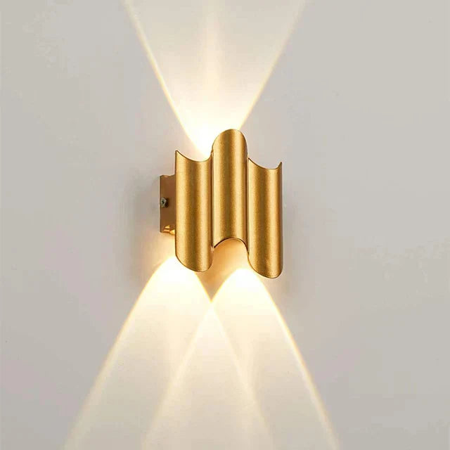 GlamWave Vägglampa - Svart Guld Upp Ner Väggbelysning - Modern LED Väggdekoration Lampa