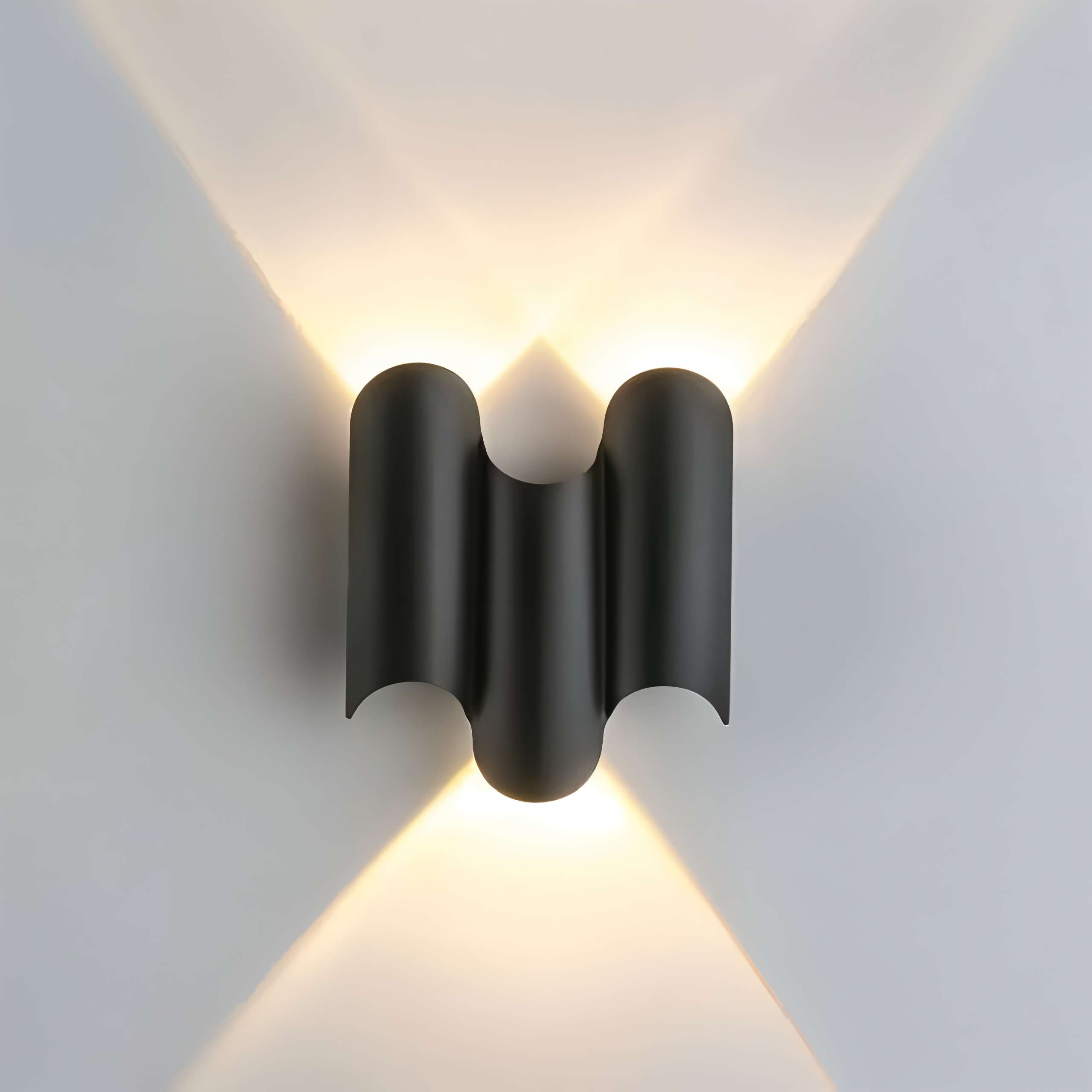 GlamWave Vägglampa - Svart Guld Upp Ner Väggbelysning - Modern LED Väggdekoration Lampa