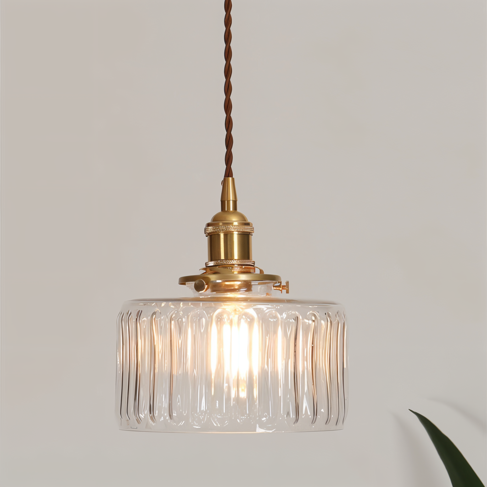 GlamourGlass Pendellampa - Vintage Grön Hänglampa - Cylindrisk Lampa