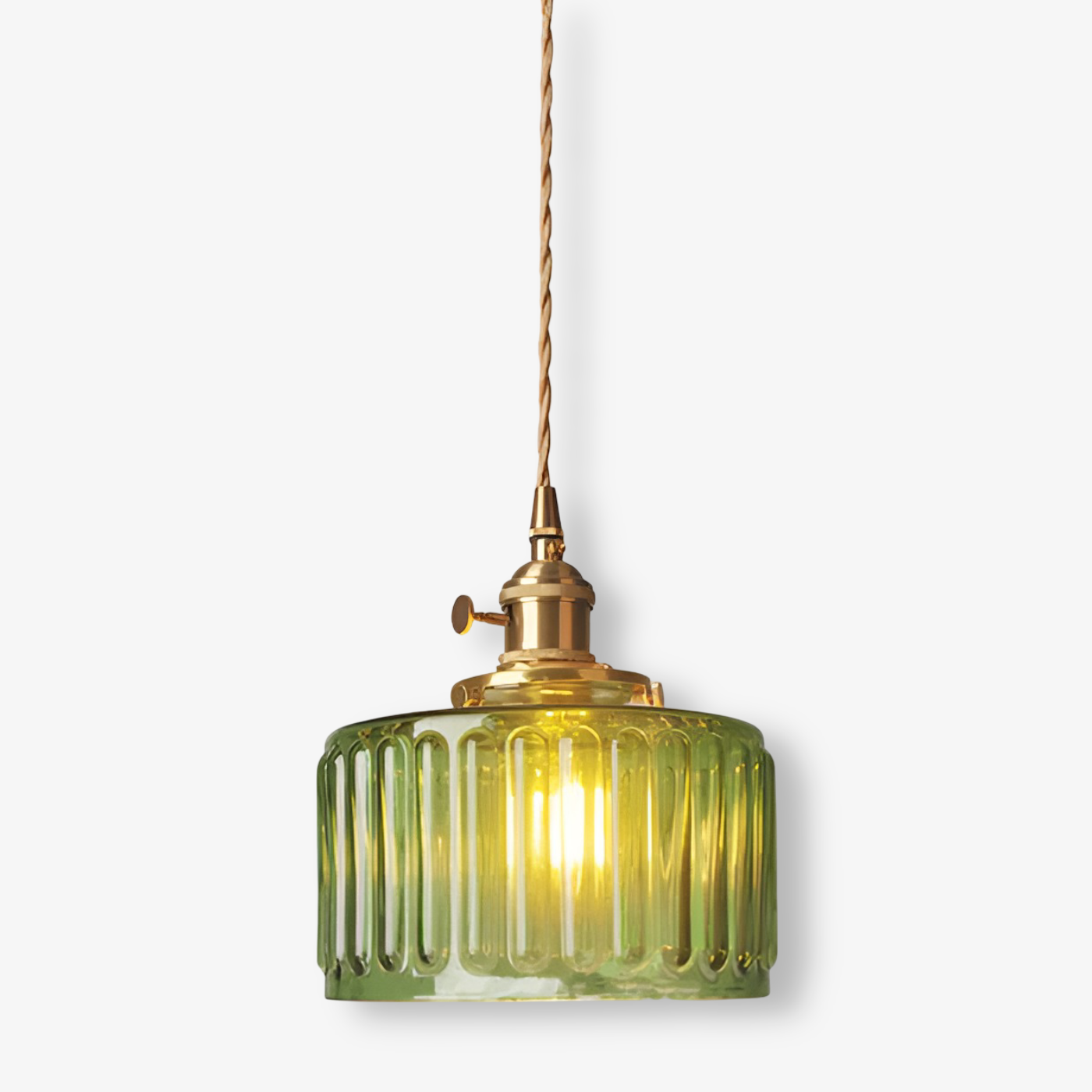 GlamourGlass Pendellampa - Vintage Grön Hänglampa - Cylindrisk Lampa