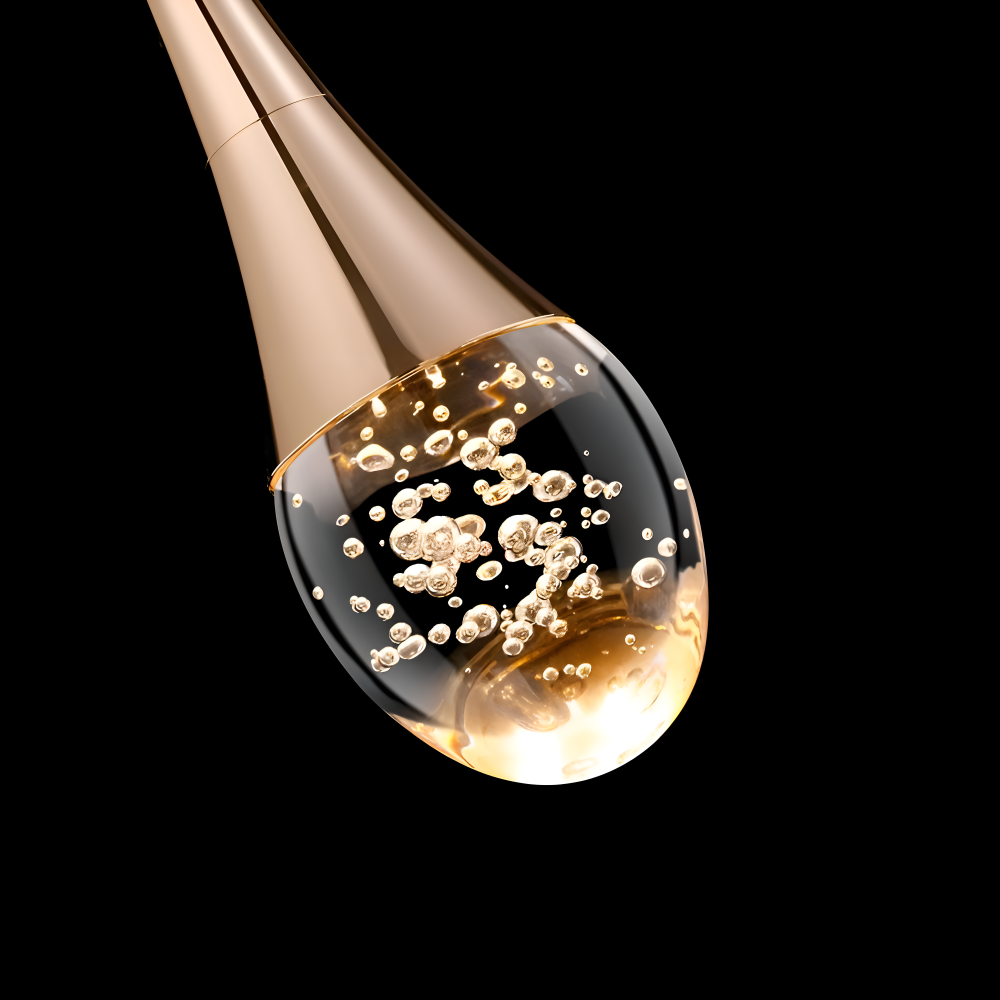 Glas Drop Pendellampa - Svart & Guld Kristallbubbla Hängande Lampa