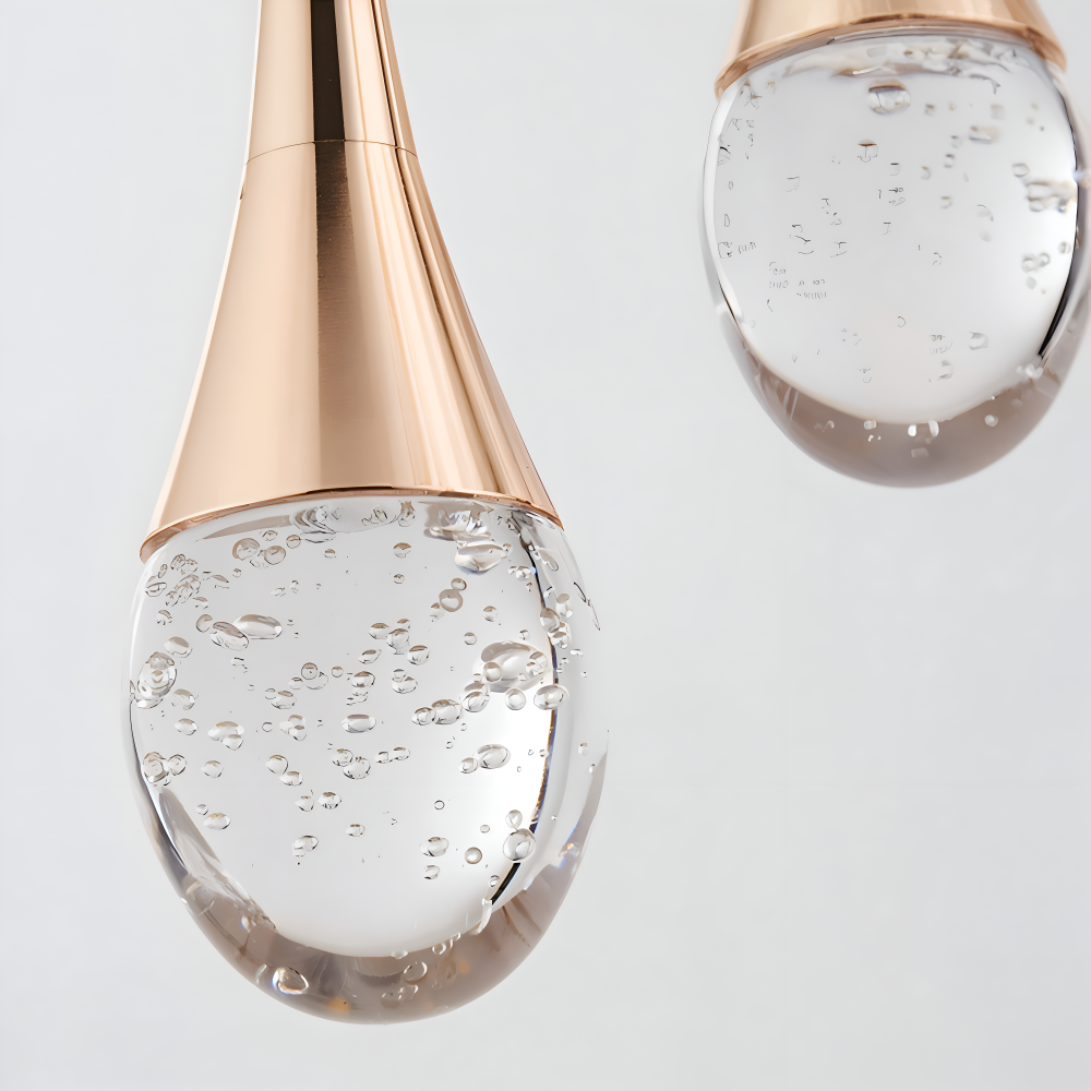 Glas Drop Pendellampa - Svart & Guld Kristallbubbla Hängande Lampa