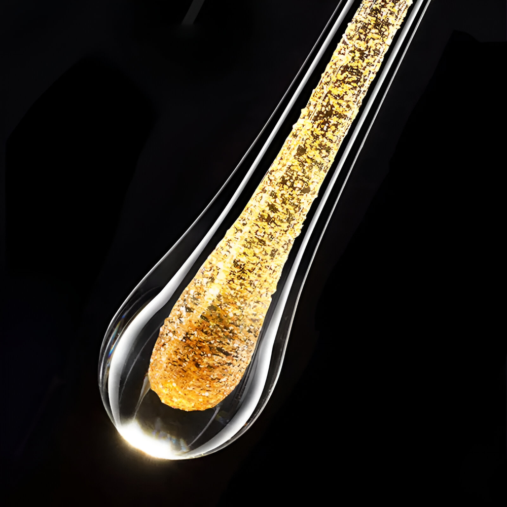 Glas Drop Pendellampa - Svart & Guld Kristallbubbla Hängande Lampa