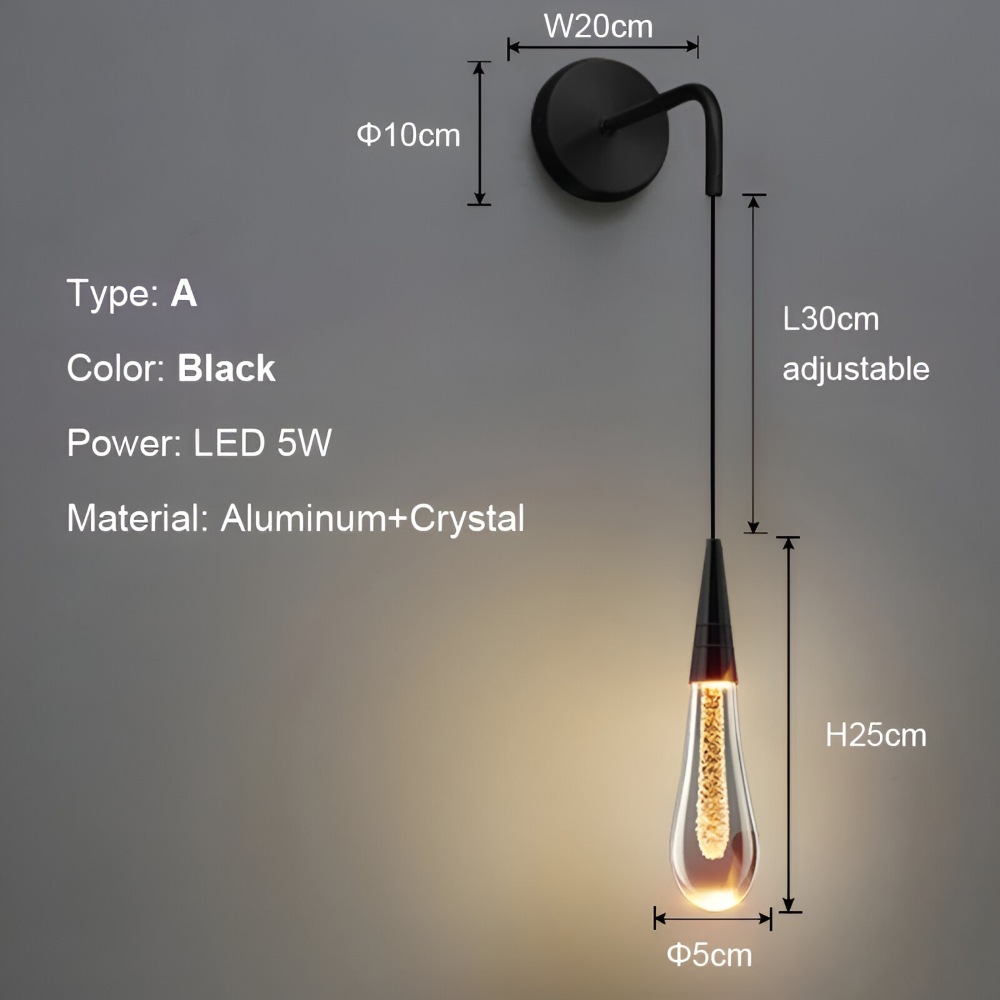 Glas Drop Pendellampa - Svart & Guld Kristallbubbla Hängande Lampa