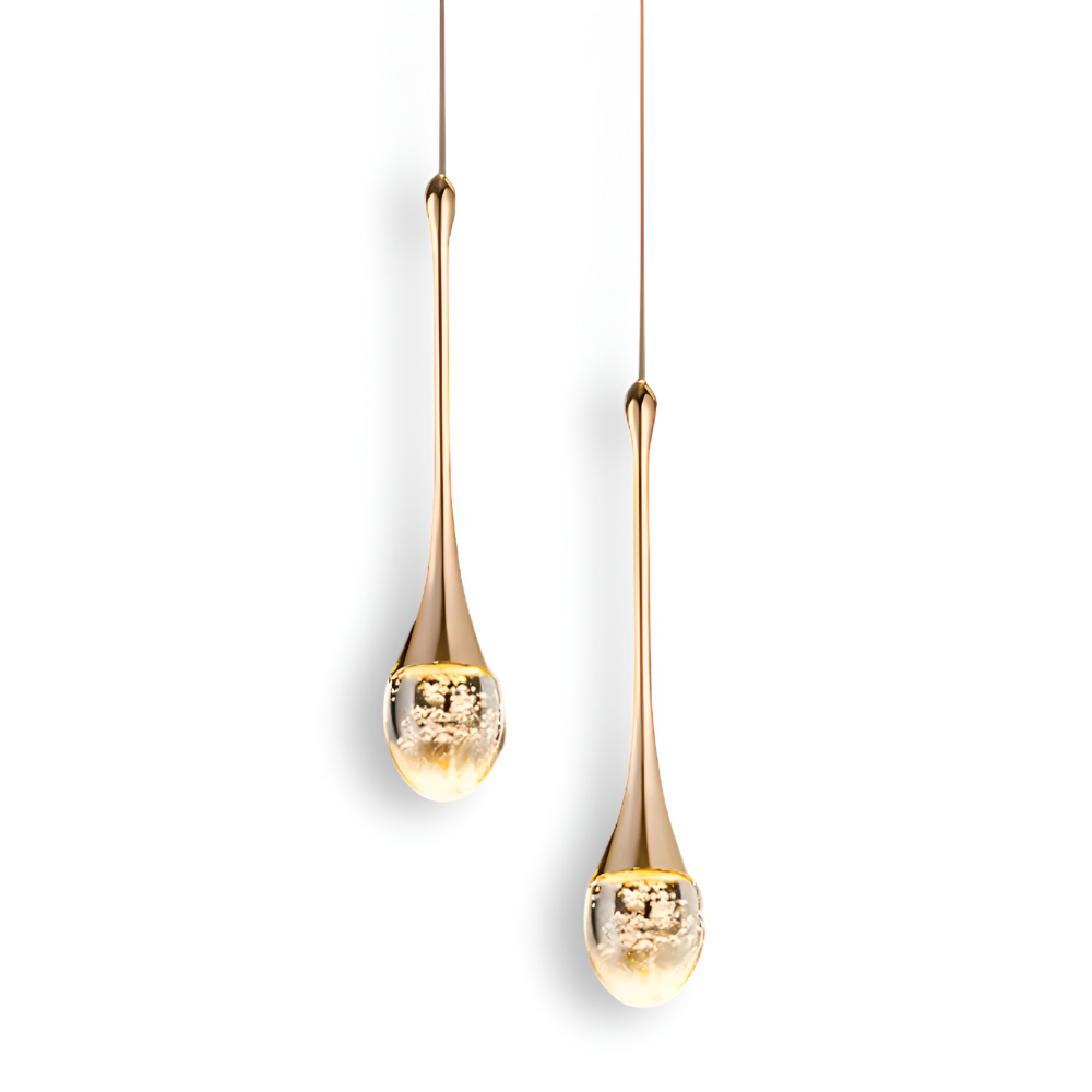 Glas Drop Pendellampa - Svart & Guld Kristallbubbla Hängande Lampa