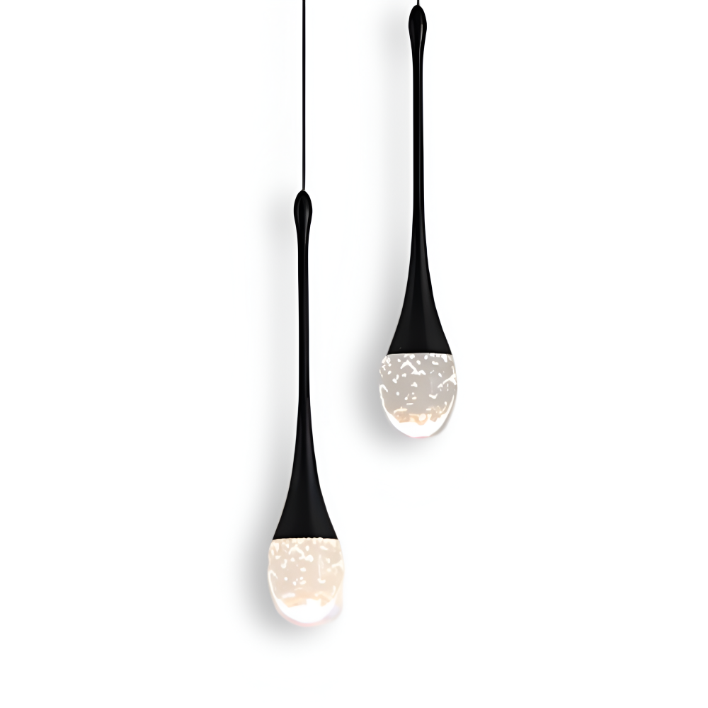 Glas Drop Pendellampa - Svart & Guld Kristallbubbla Hängande Lampa