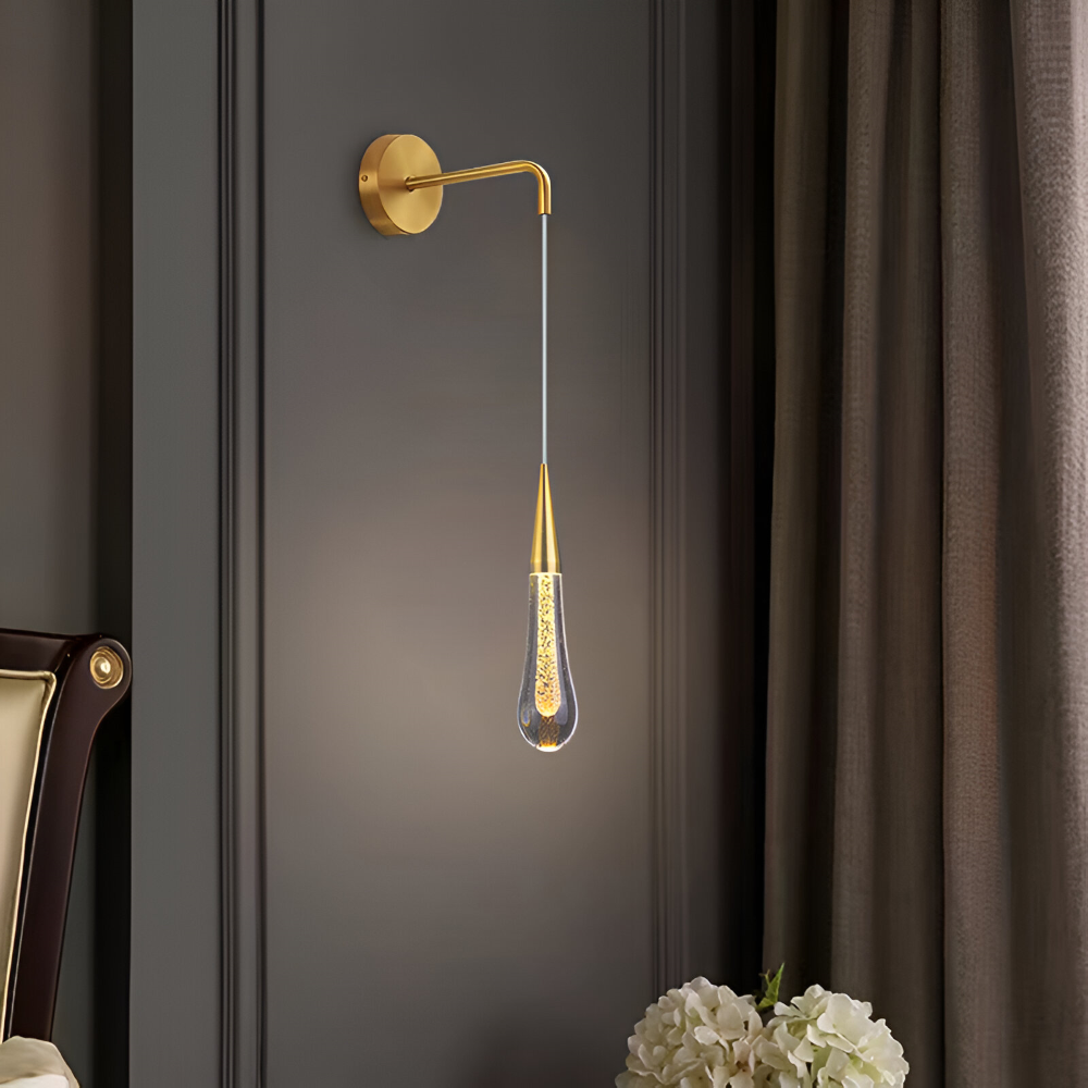 Glas Drop Pendellampa - Svart & Guld Kristallbubbla Hängande Lampa