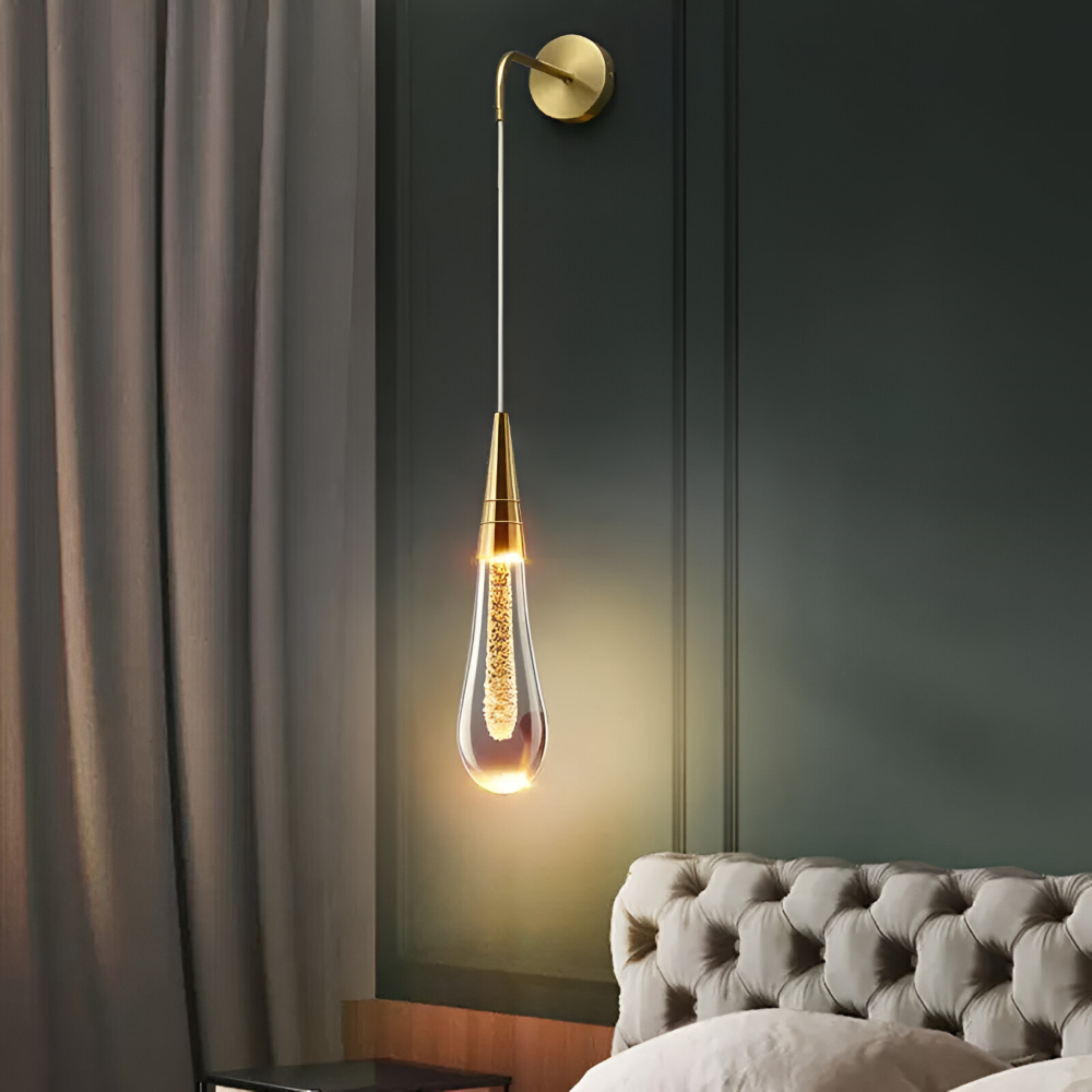 Glas Drop Pendellampa - Svart & Guld Kristallbubbla Hängande Lampa
