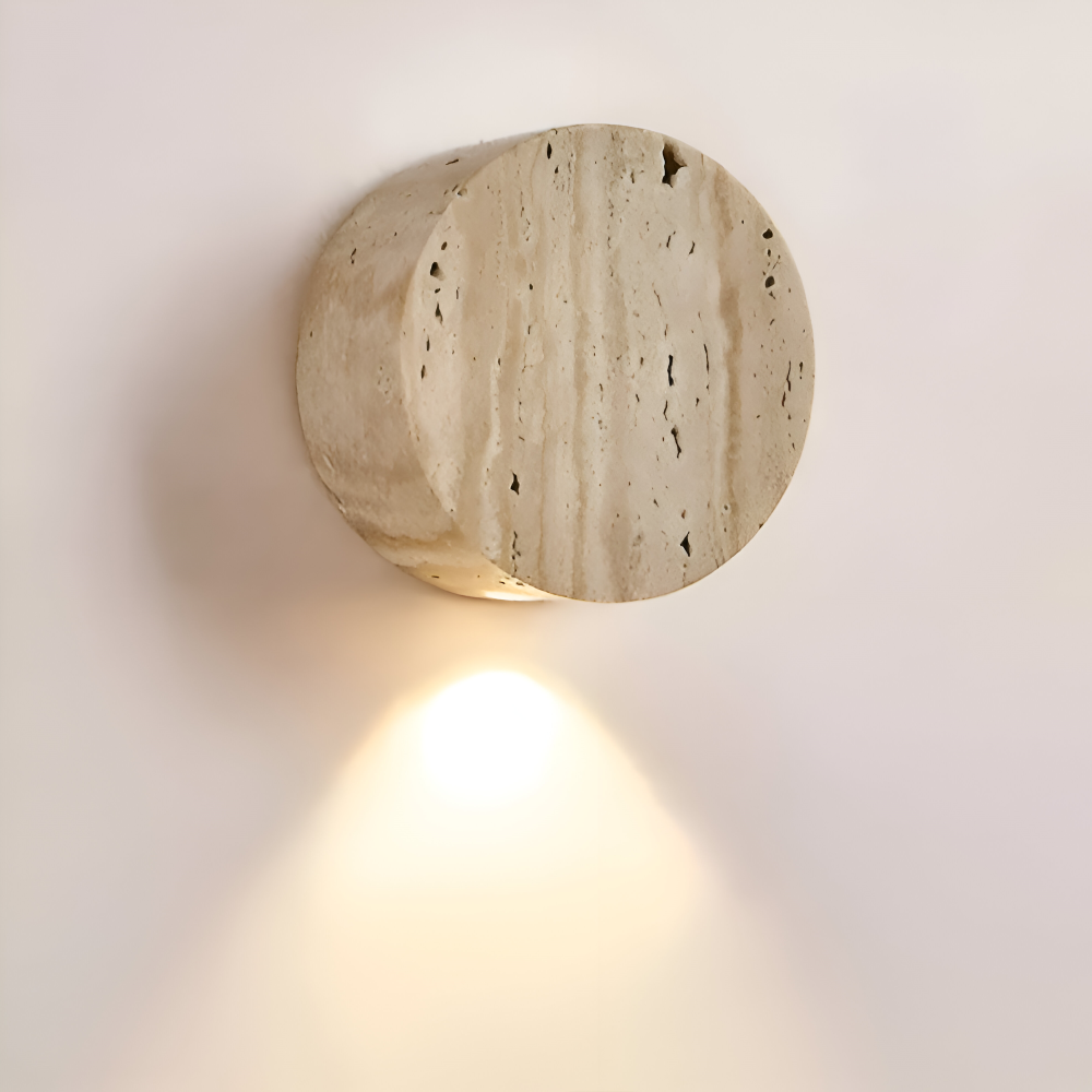 Globose Beige Vägglampa - Wabi Sabi Rund Vägglampa - Marmor Vägglampa