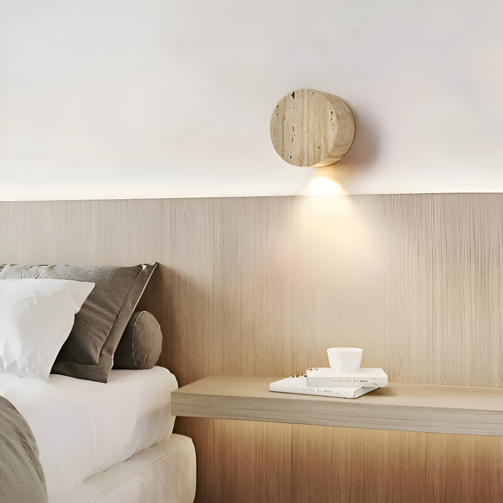 Globose Beige Vägglampa - Wabi Sabi Rund Vägglampa - Marmor Vägglampa