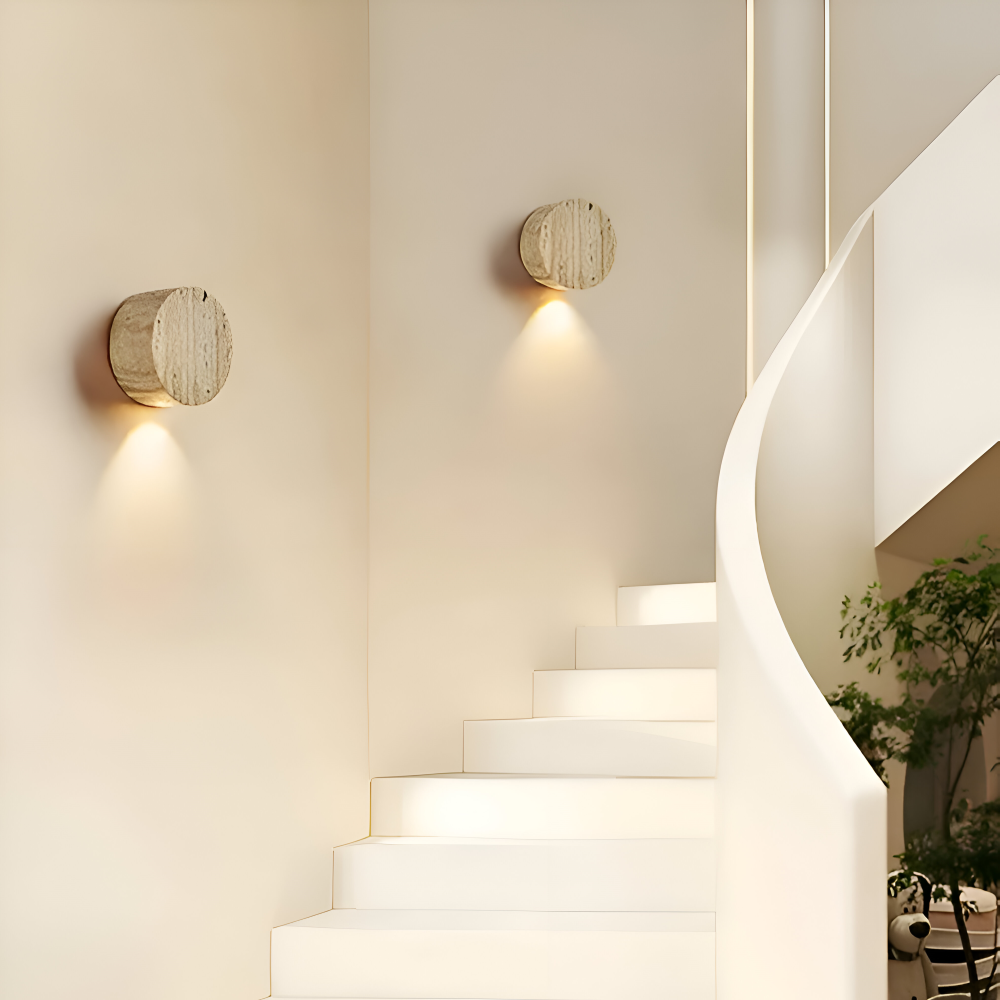 Globose Beige Vägglampa - Wabi Sabi Rund Vägglampa - Marmor Vägglampa
