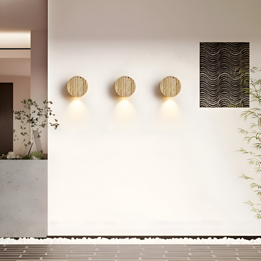 Globose Beige Vägglampa - Wabi Sabi Rund Vägglampa - Marmor Vägglampa