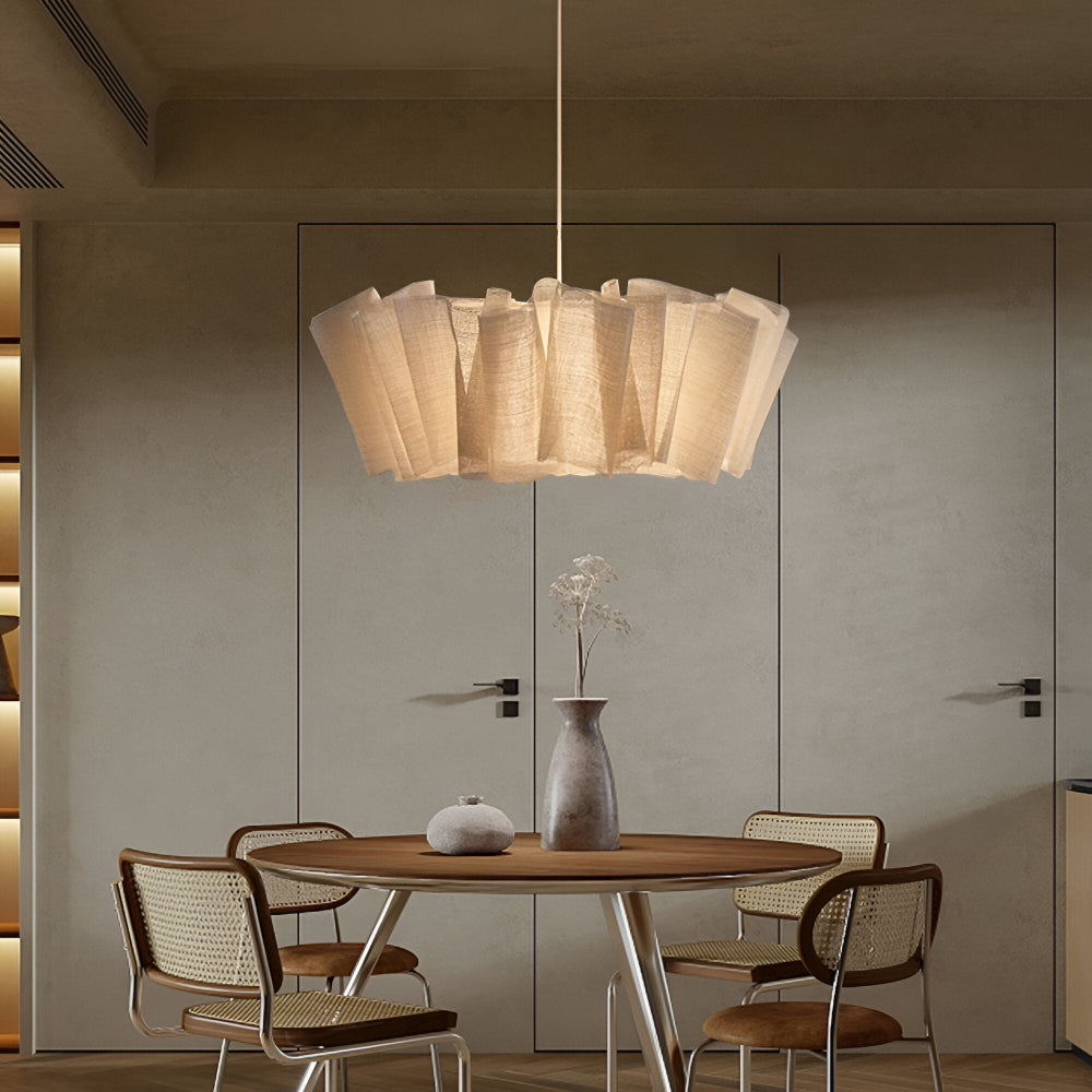 Handgjord Minimalistisk Pendellampa - Elegant Hänglampa med Tygsärm