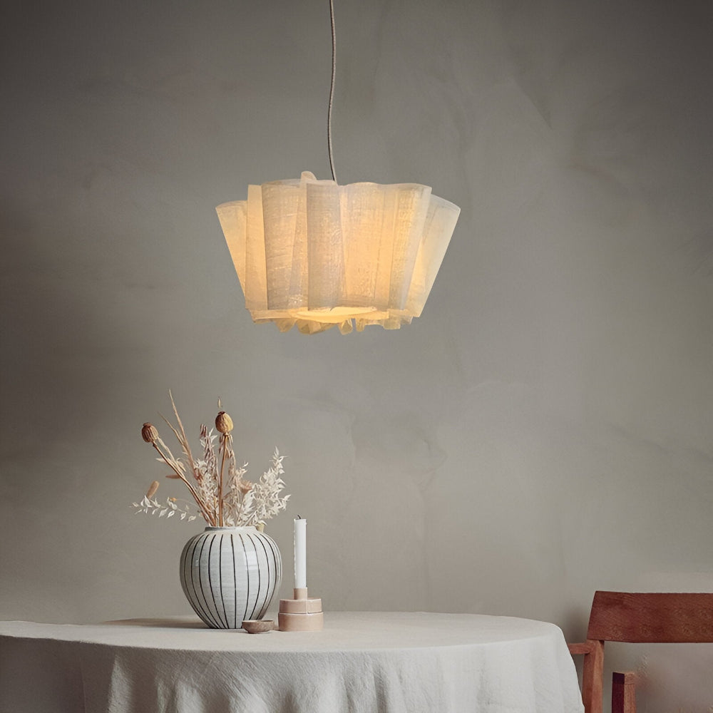 Handgjord Minimalistisk Pendellampa - Elegant Hänglampa med Tygsärm