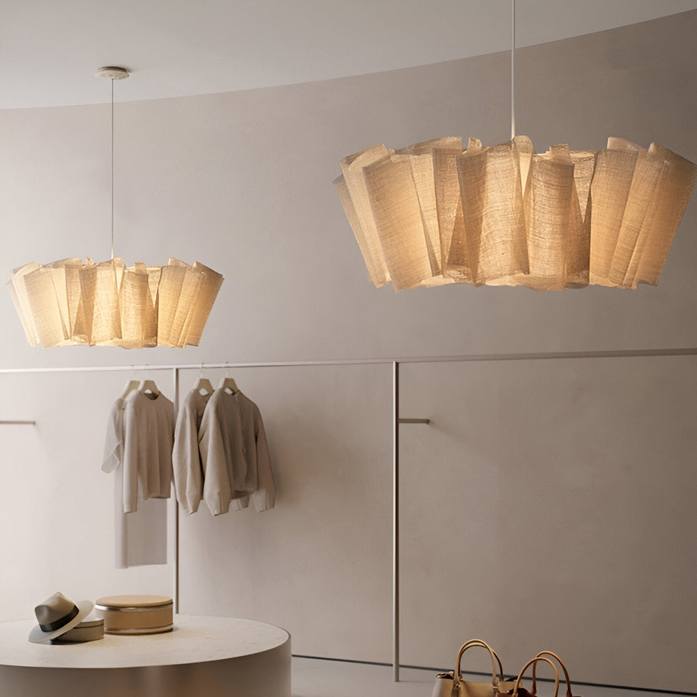 Handgjord Minimalistisk Pendellampa - Elegant Hänglampa med Tygsärm