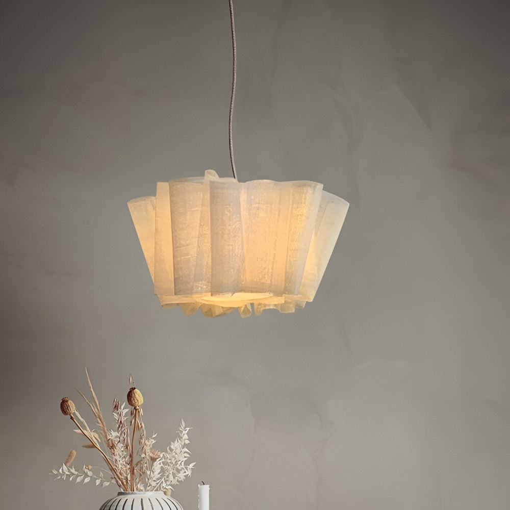 Handgjord Minimalistisk Pendellampa - Elegant Hänglampa med Tygsärm