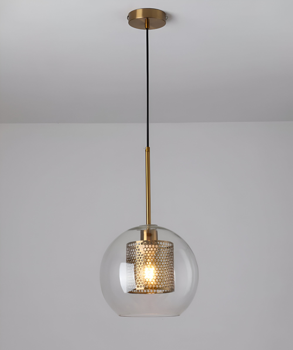 HiveGlim - Geometrisk glas hänglampa med bikakdesign - Vintage loftbelysning