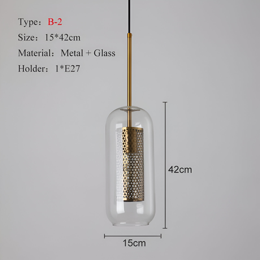 HiveGlim - Geometrisk glas hänglampa med bikakdesign - Vintage loftbelysning