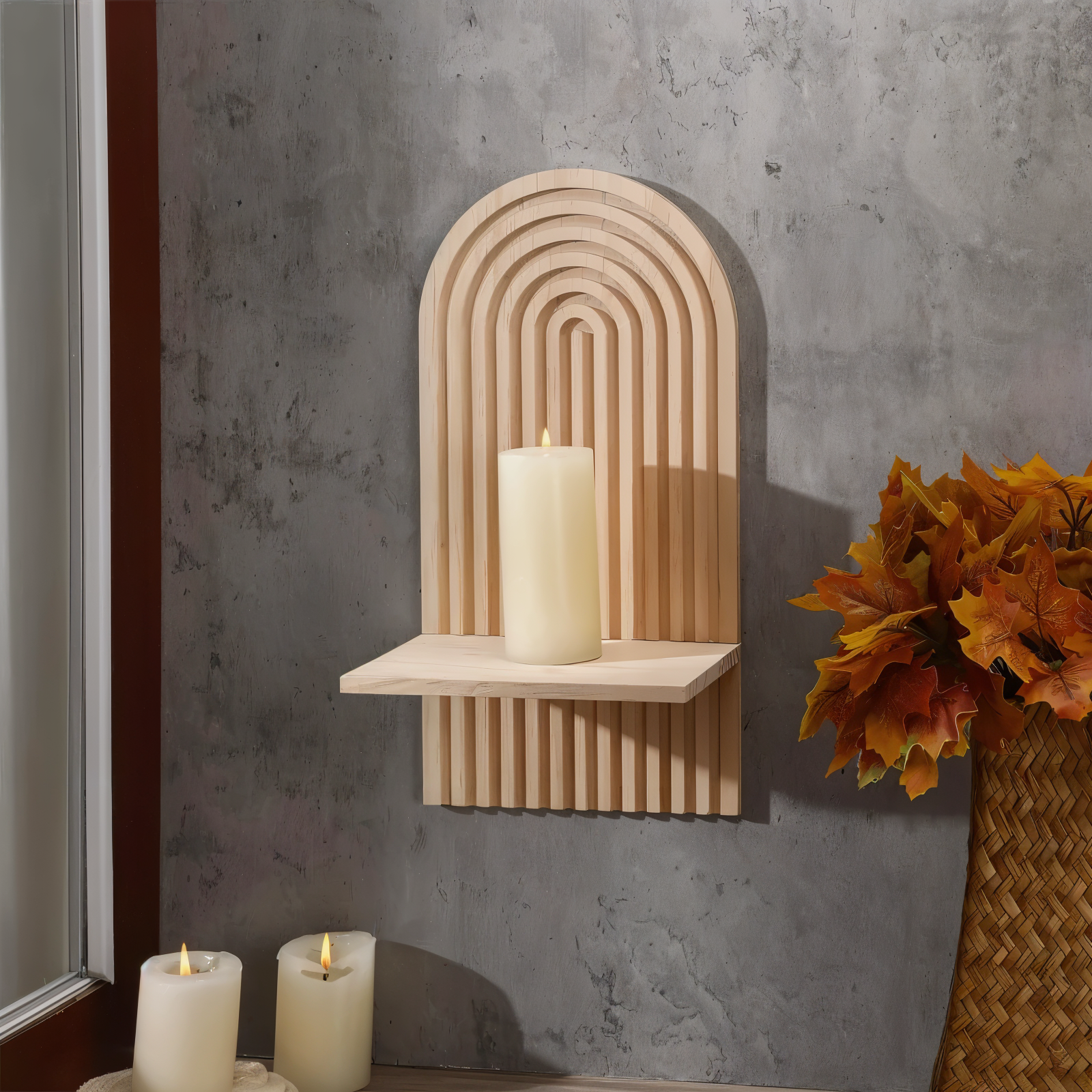 Archi Väggregal - Minimalistisk Boho Träregal Vägg Skandinavisk