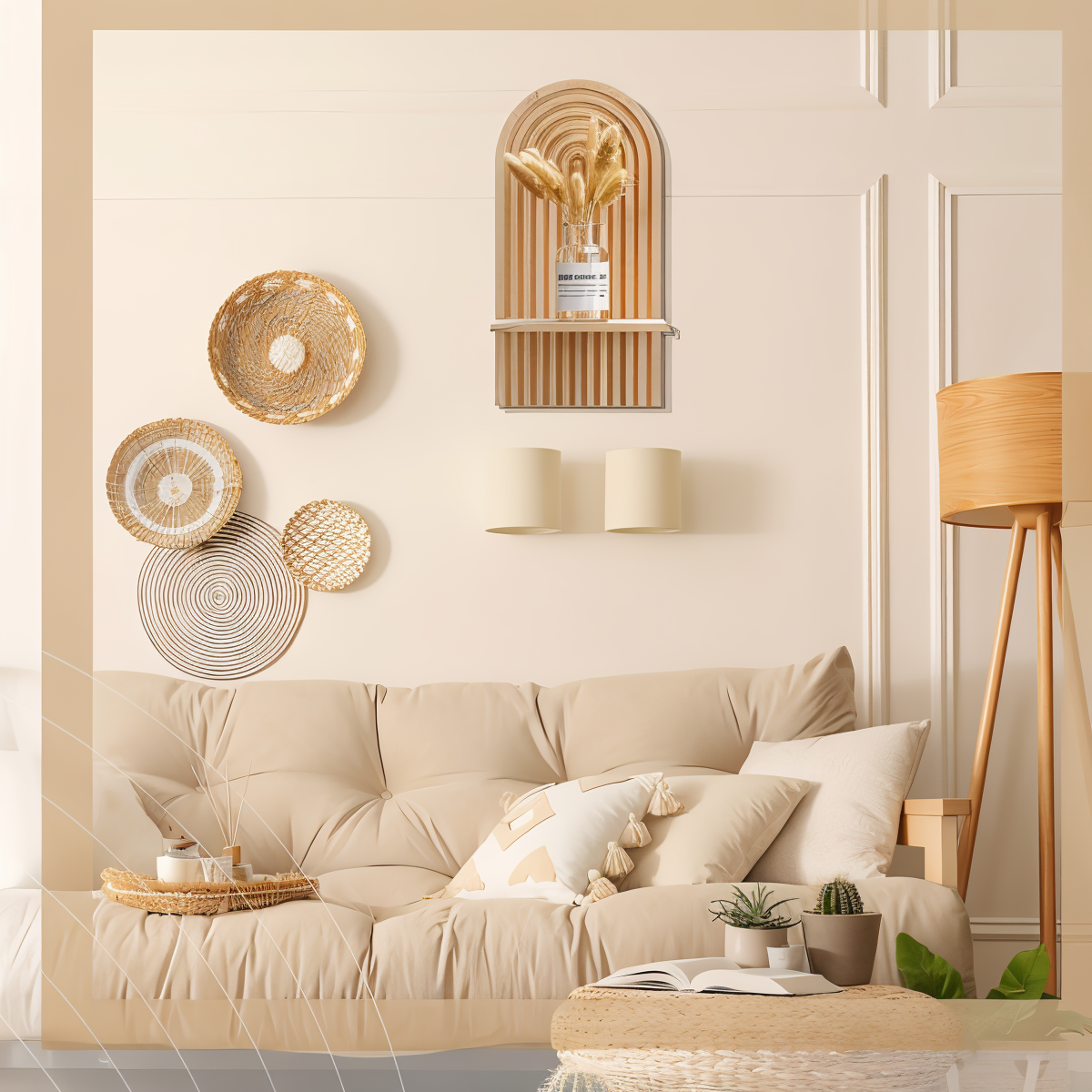 Archi Väggregal - Minimalistisk Boho Träregal Vägg Skandinavisk