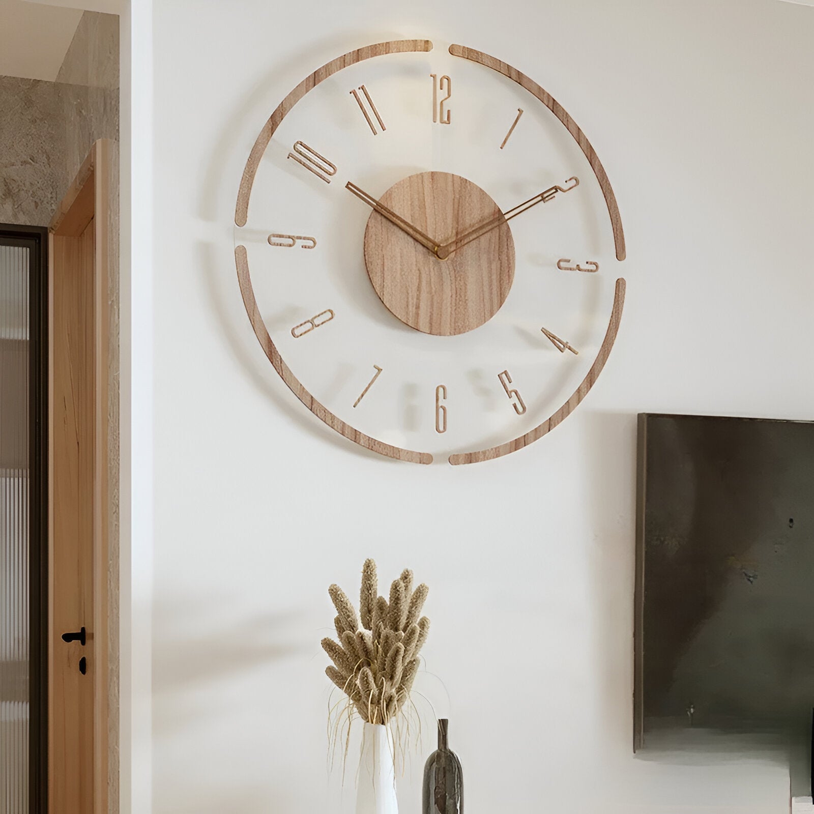 Clear O'Clock - Transparent Akryl & Trä Tyst Väggklocka