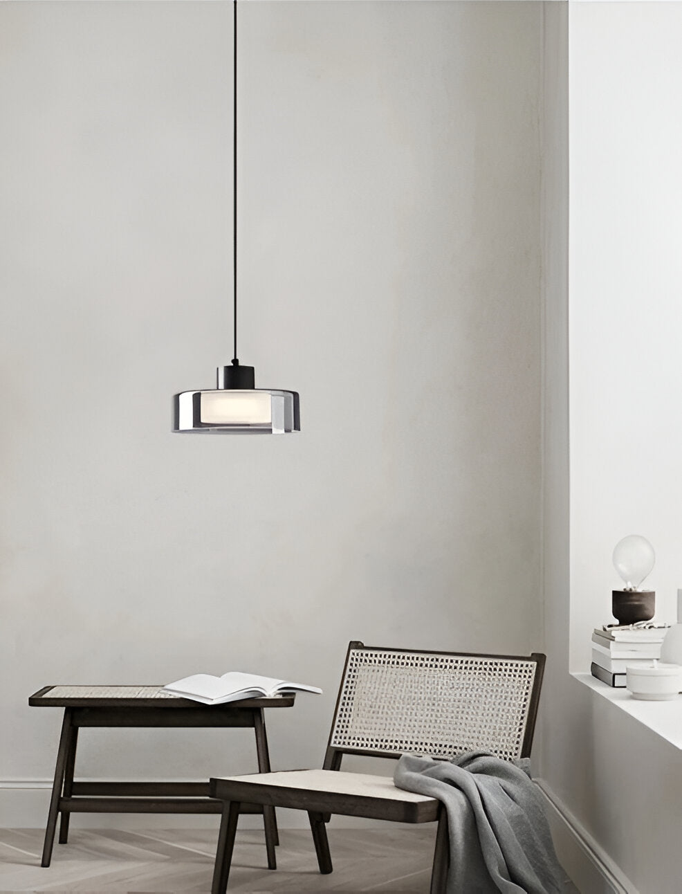 CyGleam Pendellampa - Cirkulär Rökglas Hänglampa - Modern Minimalistisk Belysning