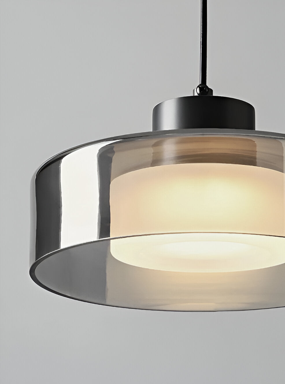 CyGleam Pendellampa - Cirkulär Rökglas Hänglampa - Modern Minimalistisk Belysning