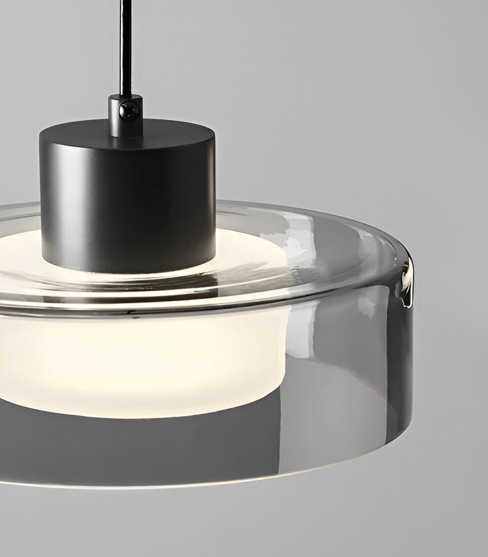 CyGleam Pendellampa - Cirkulär Rökglas Hänglampa - Modern Minimalistisk Belysning