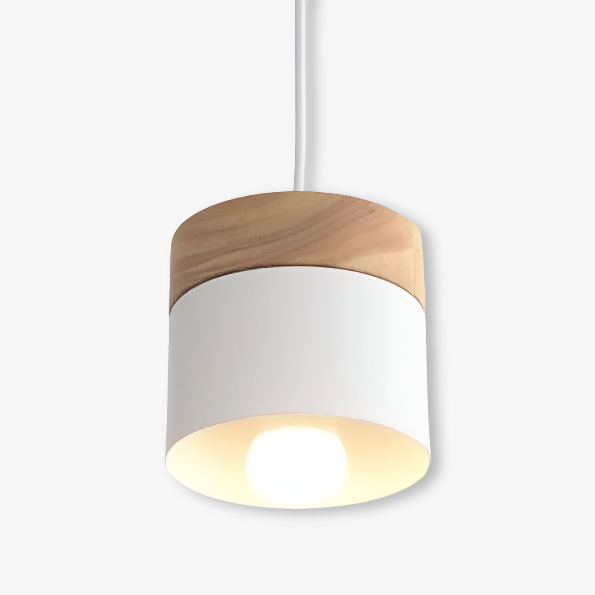 Cylinder Chic Pendellampa i Metall och Varmt Trä