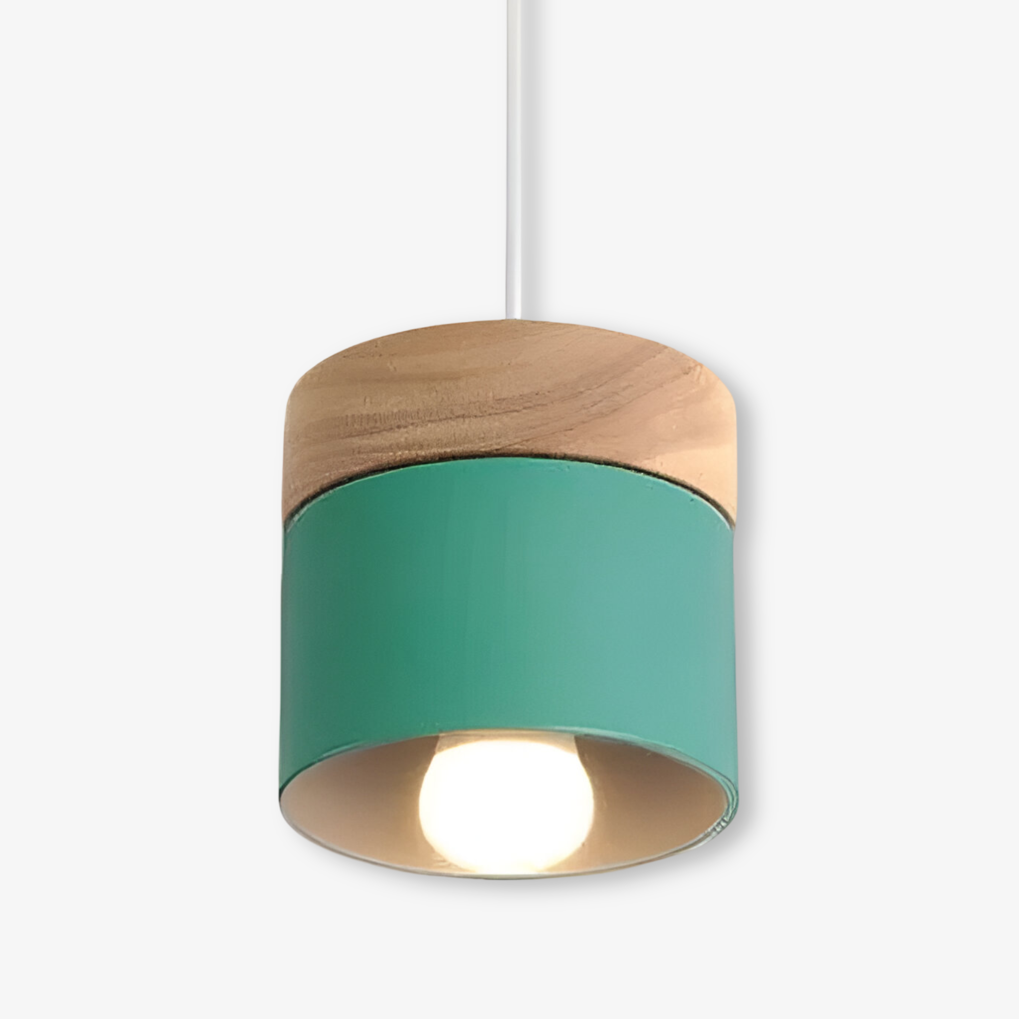 Cylinder Chic Pendellampa i Metall och Varmt Trä