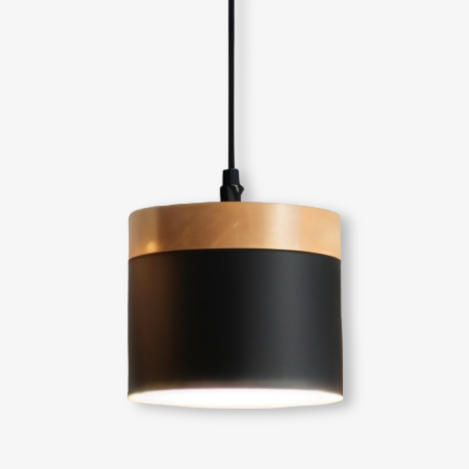 Cylinder Chic Pendellampa i Metall och Varmt Trä