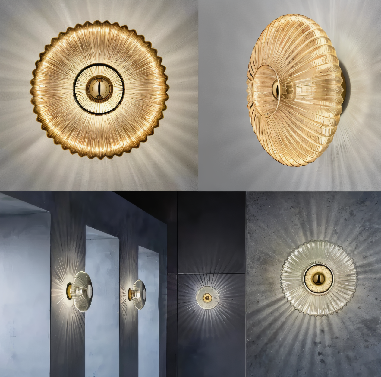 EnchantaRay Vägglampa - Nordic Bauhaus Glas Vägglampa - Vågig Rund Vägglampa LED