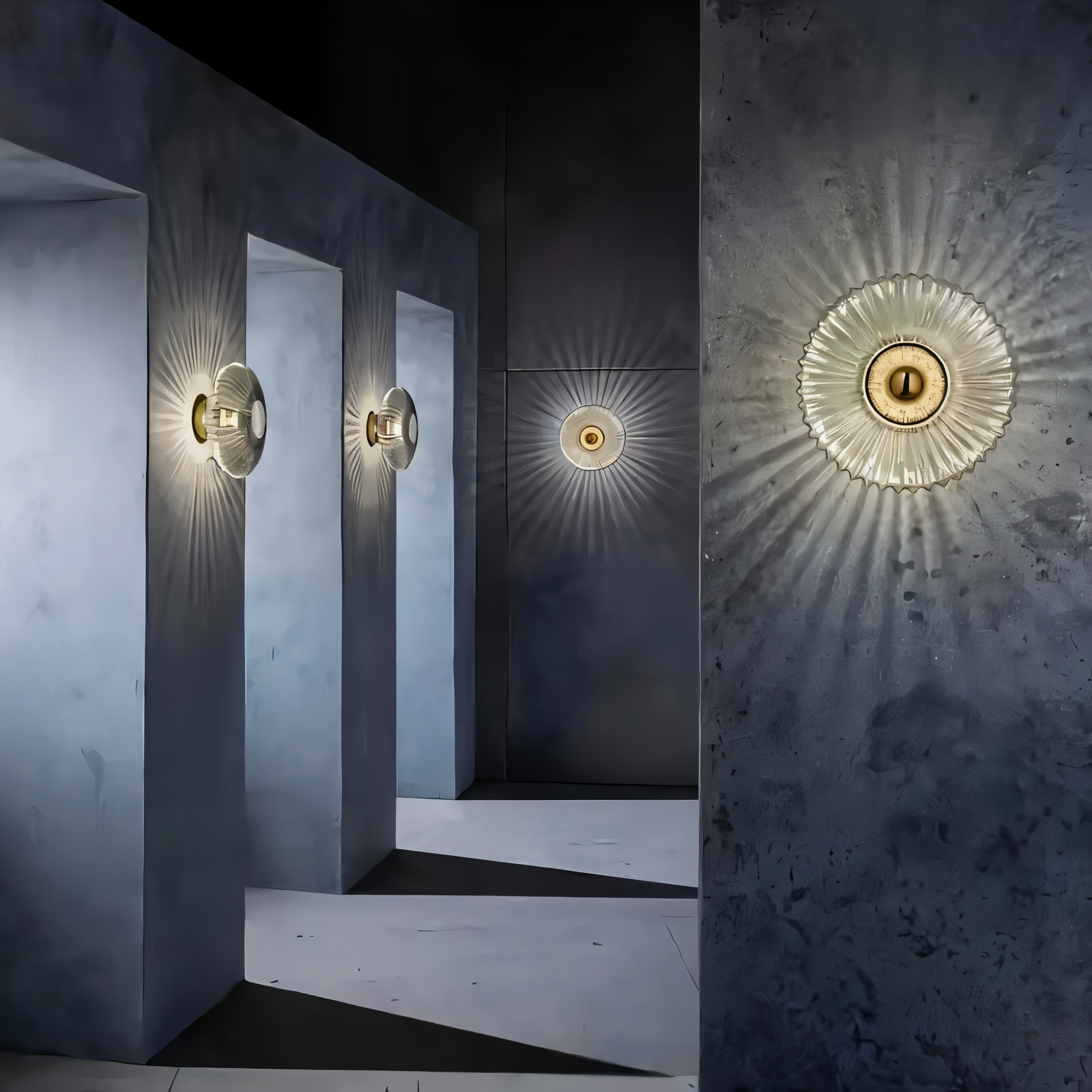 EnchantaRay Vägglampa - Nordic Bauhaus Glas Vägglampa - Vågig Rund Vägglampa LED