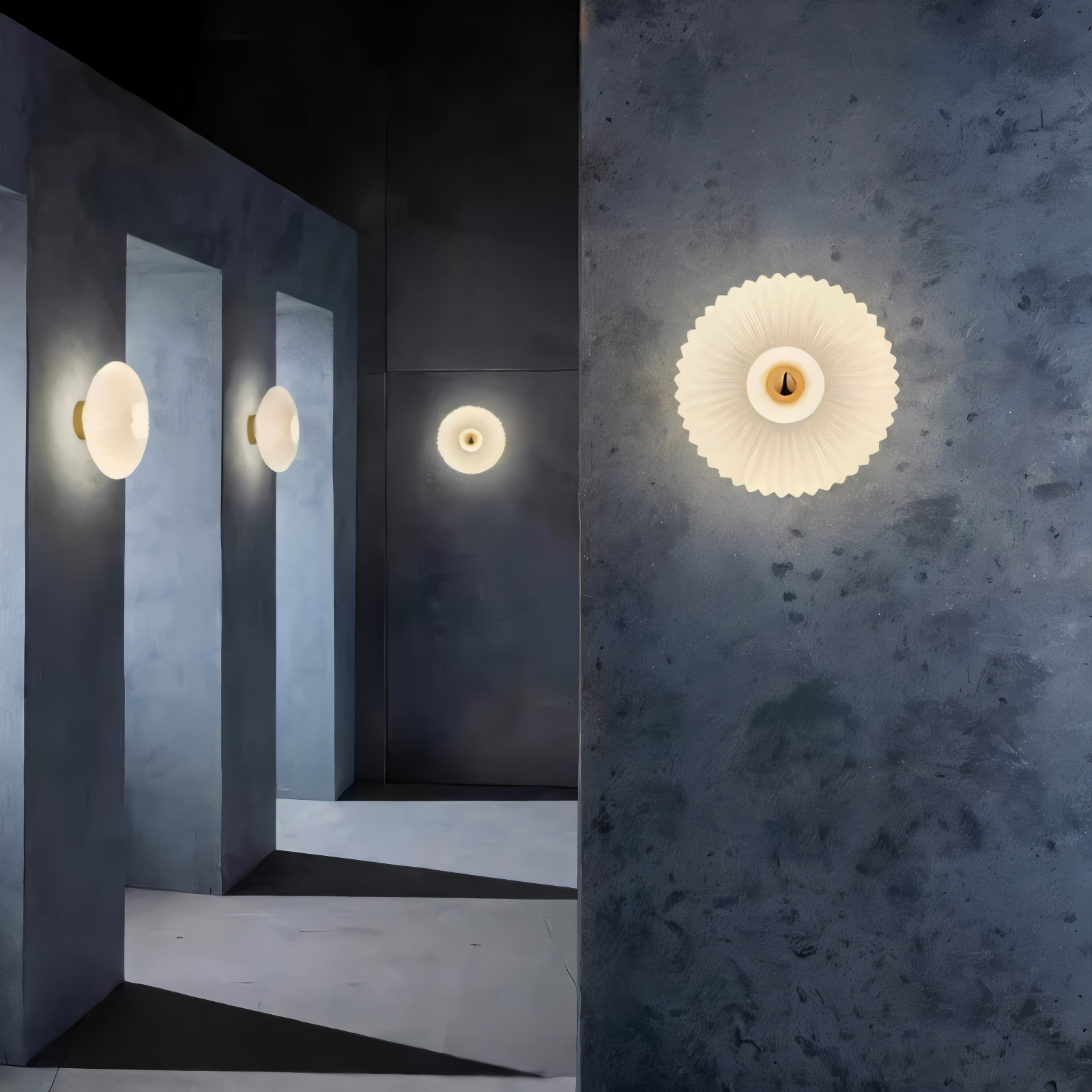 EnchantaRay Vägglampa - Nordic Bauhaus Glas Vägglampa - Vågig Rund Vägglampa LED