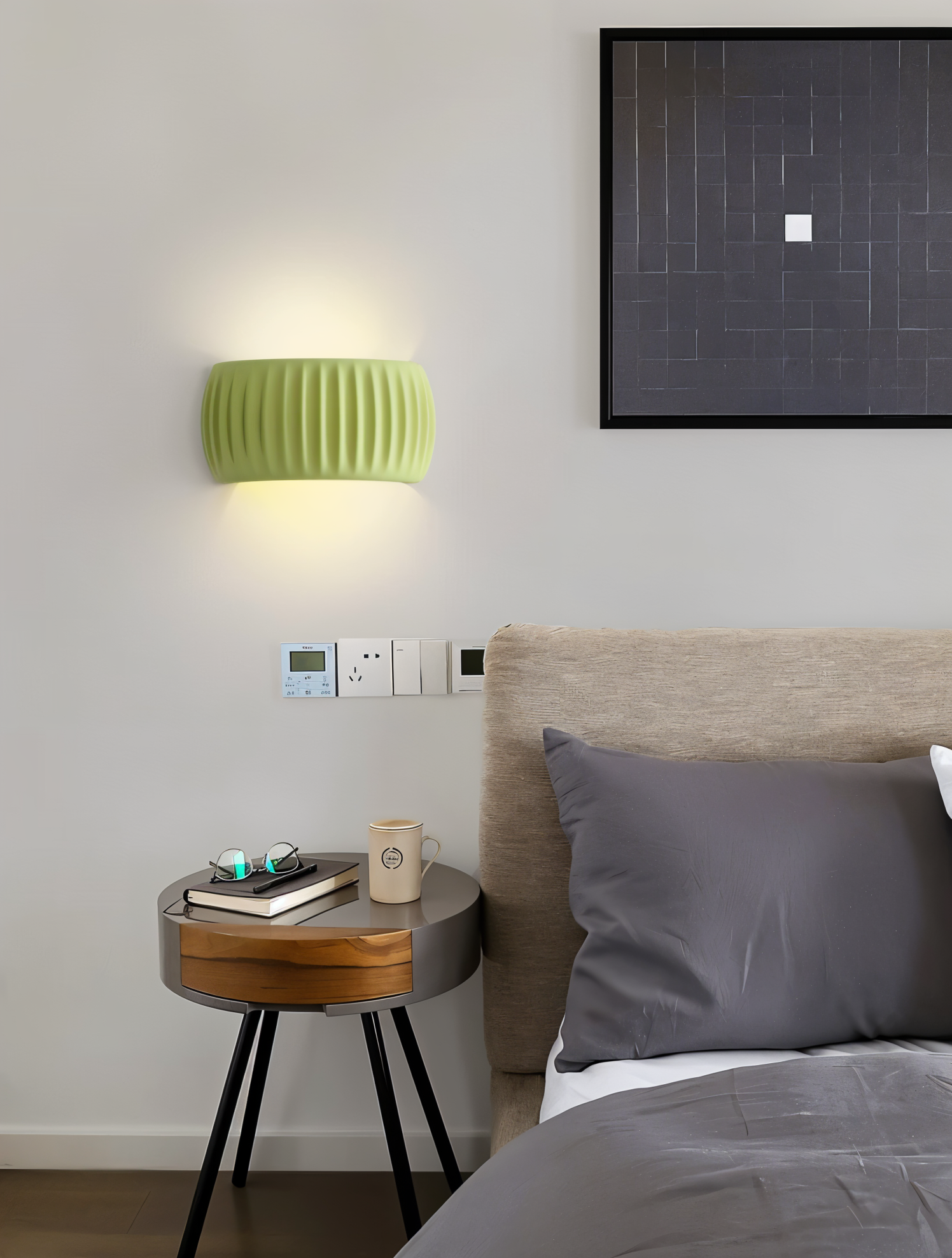 Grön Ribbad Vägglampa - Konstnärlig Macaron Lampa - Harz Nordic Belysning