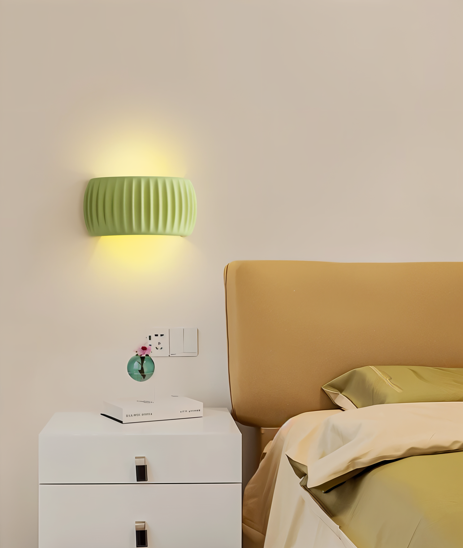 Grön Ribbad Vägglampa - Konstnärlig Macaron Lampa - Harz Nordic Belysning